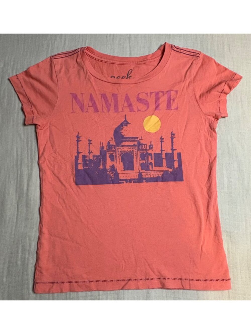 Peek Namaste Boys Coral Graphic Tee 100% Pima Cotton Short Sleeve Size 8